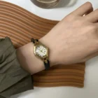 Roman Numerals 22mm Brown Leather Watch 5