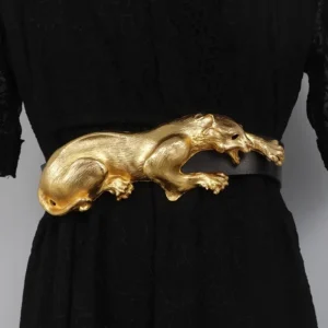 Gold Leopard Waistband Wide Belt