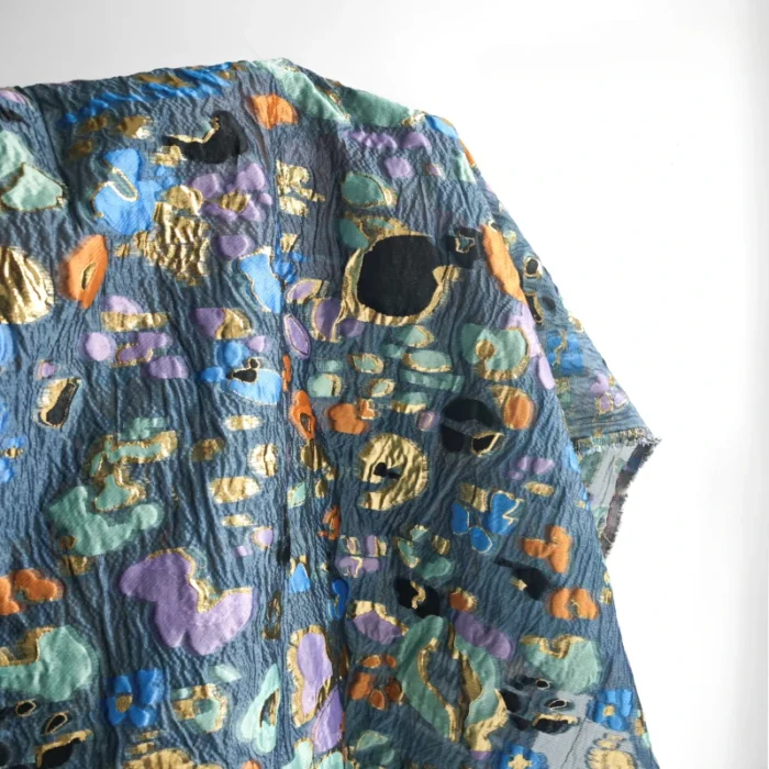 Wide Jacquard Fabric Irregular Blue Oil Painting Formal Scarf 2