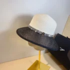 Sparkling Diamond Wide Brim Straw Hat 5