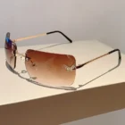 Rimless Diamond Butterfly Sunglasses – Tea 7