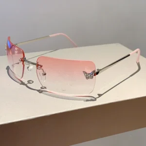 Rimless Diamond Butterfly Sunglasses
