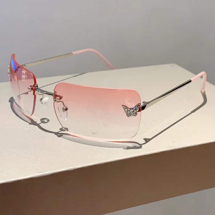 Rimless Diamond Butterfly Sunglasses 1