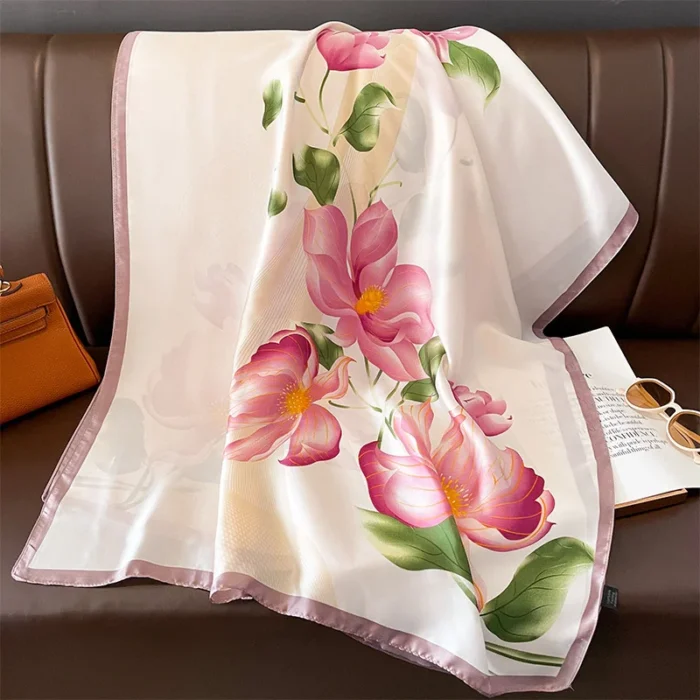 Soft Printed White 180*90cm Silk Scarves 2