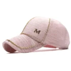 Diamond-Embedded Tweed Baseball Cap – Pink 7