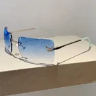 Rimless Diamond Butterfly Sunglasses – Blue 8
