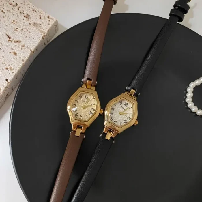 Roman Numerals 22mm Brown Leather Watch 6