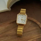 Retro Simple Stainless Steel Strap Square Dial Quartz Watch – Gold 7
