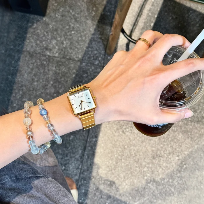 Retro Simple Stainless Steel Strap Square Dial Quartz Watch 6