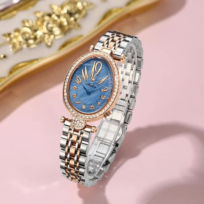 Fashion Women Watch Diamond Golden Steel Waterproof Vintage Female Handwatch Original Luxury Brands Leather Wristwatches Ladies 6