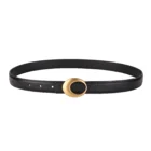 Gold Oval Buckle Thin Belt – black 8