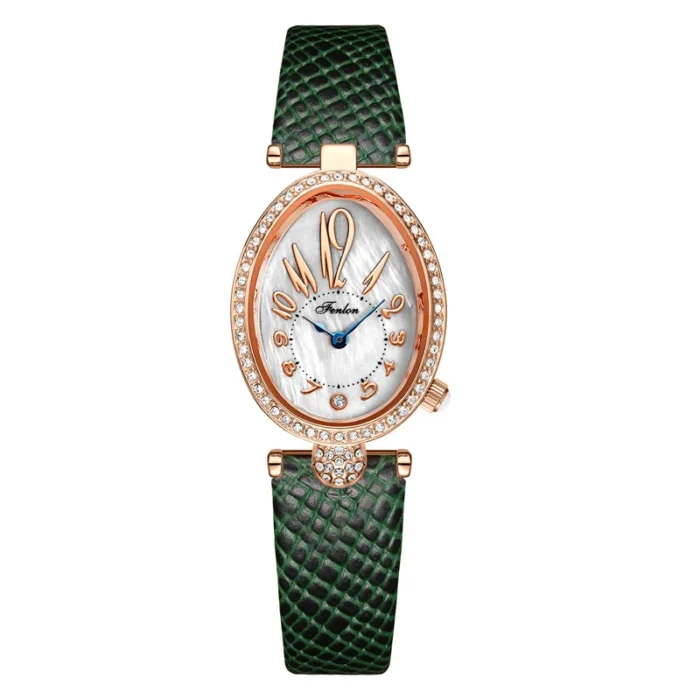 Fashion Women Watch Diamond Golden Steel Waterproof Vintage Female Handwatch Original Luxury Brands Leather Wristwatches Ladies – Girl Watch Green 7