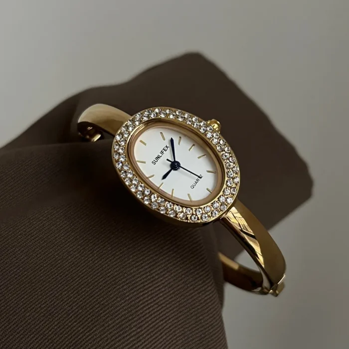 Bracelet Gold with Diamonds Small Dial Waterproof Watch – 06 10