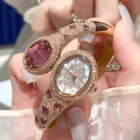 Crystal Waterproof Snake Shape Wrist Watch – Purple 7
