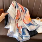 Soft Printed White 180*90cm Silk Scarves – JNF782-01 3