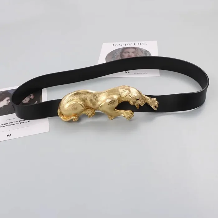 Gold Leopard Waistband Wide Belt 5