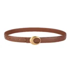 Gold Oval Buckle Thin Belt – brown 10