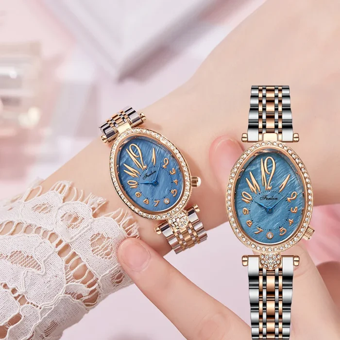 Fashion Women Watch Diamond Golden Steel Waterproof Vintage Female Handwatch Original Luxury Brands Leather Wristwatches Ladies 9