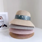 Satin Bow Rhinestone Straw Hat 6