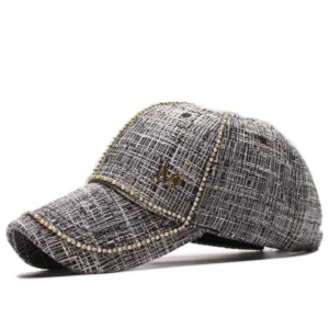 Diamond-Embedded Tweed Baseball Cap