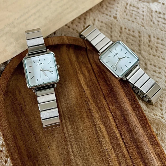 Retro Simple Stainless Steel Strap Square Dial Quartz Watch 3