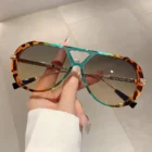 Big Frame Leopard Colorful Sunglasses – Leopard Green Yellow 1