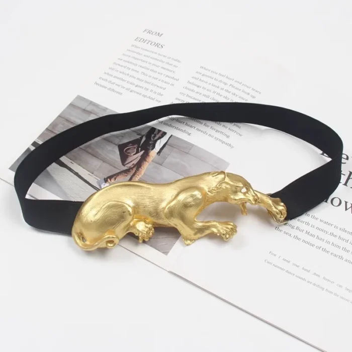 Gold Leopard Waistband Wide Belt – elastic belt 7