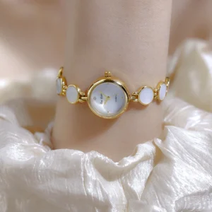 Gold Small Dial Bracelet Clock Wristwatch