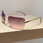Rimless Diamond Butterfly Sunglasses – Purple Pink 9