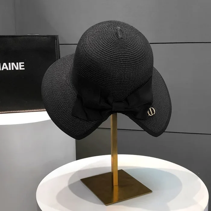 Black Bow Straw Hat – As shown [350853] 8