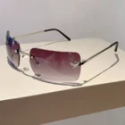 Rimless Diamond Butterfly Sunglasses – Gray 12