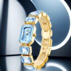 golden square gem stone dial quartz watch 4