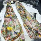 Summer Printed Silk Scarves – pink floral 14