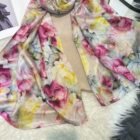 Summer Printed Silk Scarves – pink peony 16
