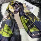 Summer Printed Silk Scarves – purple green lotus 22