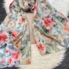 Summer Printed Silk Scarves – grey pink 25