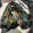 Summer Printed Silk Scarves – black green 26