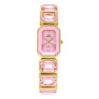 golden square gem stone dial quartz watch – Pink 7