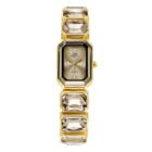 golden square gem stone dial quartz watch – Gold 8