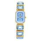 golden square gem stone dial quartz watch – Blue 10