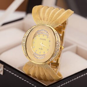 Oval Diamond Studded Bracelet Watch