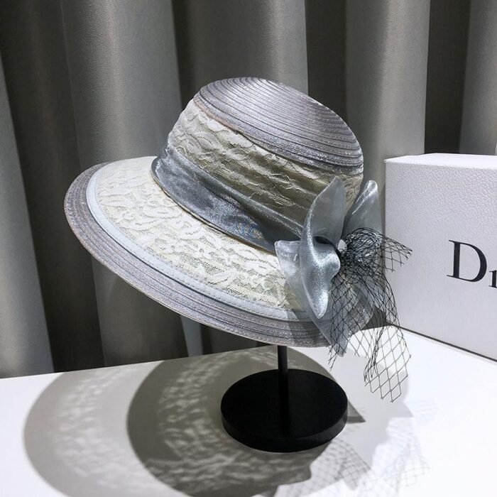 Lace Net Hepburn Hat – gray 5