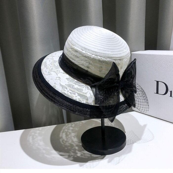 Lace Net Hepburn Hat – white 7