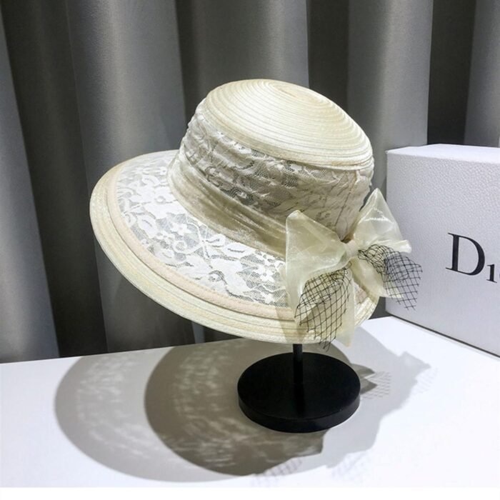 Lace Net Hepburn Hat – beige 9