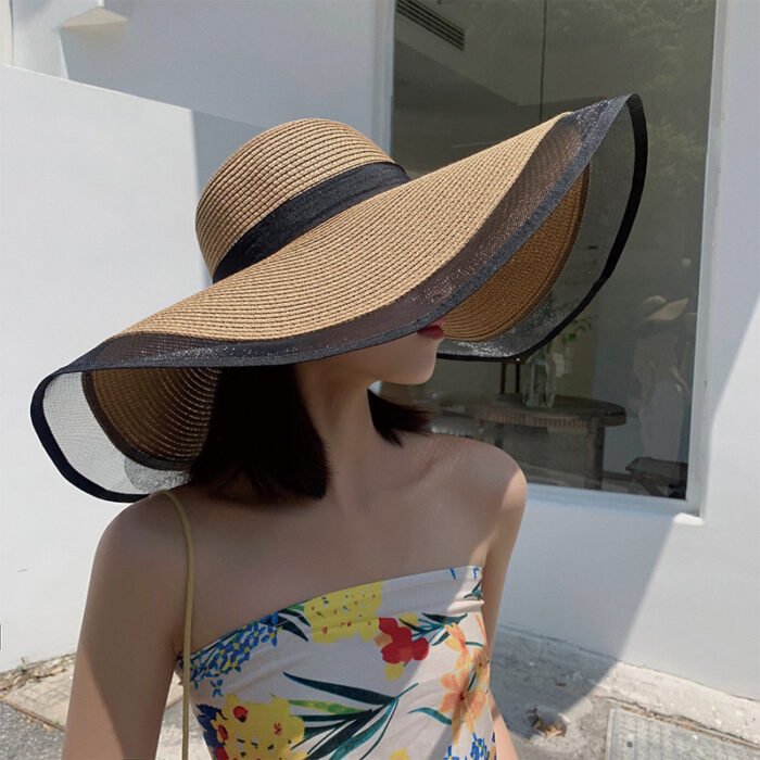 Large Mesh Patchwork Beach Sun Hat 2