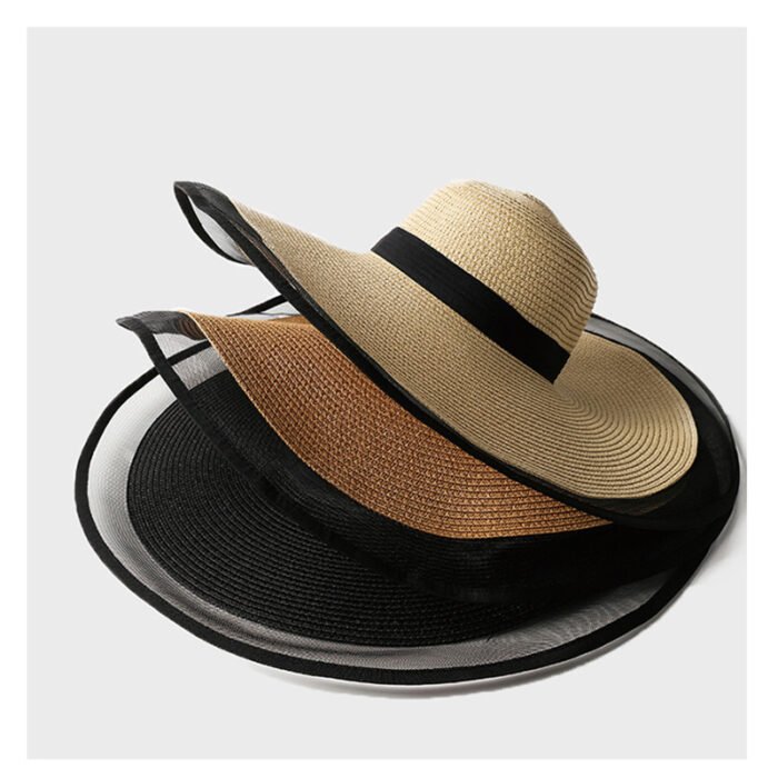 Large Mesh Patchwork Beach Sun Hat 3