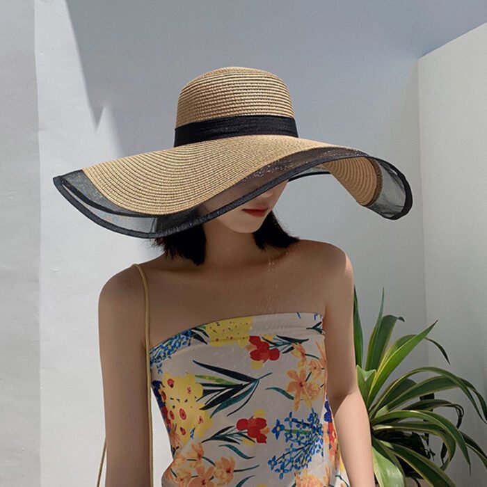 Large Mesh Patchwork Beach Sun Hat 4