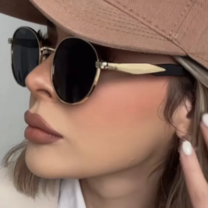 Round Side Gold Metal Sunglasses