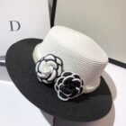 Black And White Pearl Flower Straw Hat – WHITE 4