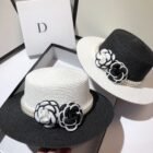Black And White Pearl Flower Straw Hat 6